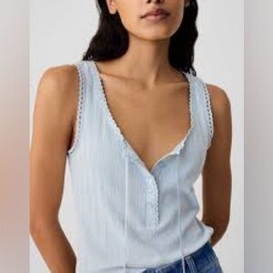 Pointelle Tank Top in Dublin Blue